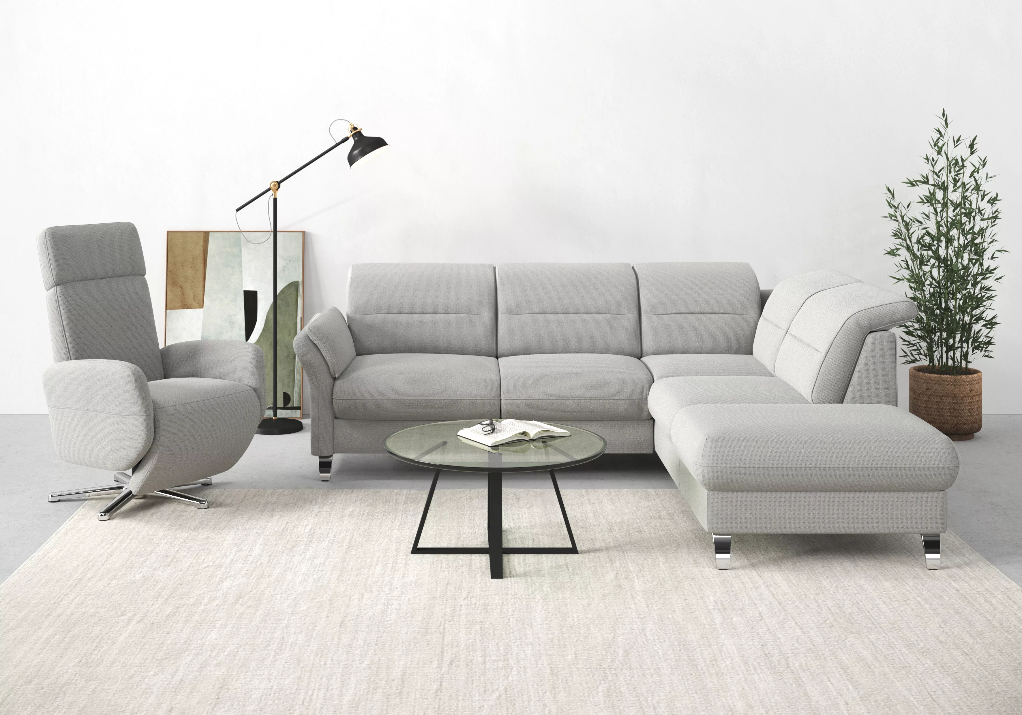 sit&more Ecksofa "Grenoble L-Form", Federkern, wahlweise mit Bettfunktion, günstig online kaufen