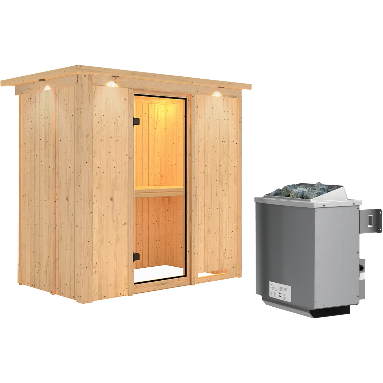 Karibu Sauna Vera, Ofen, integrierte Steuerung, Glastür, LED-Dachkranz günstig online kaufen