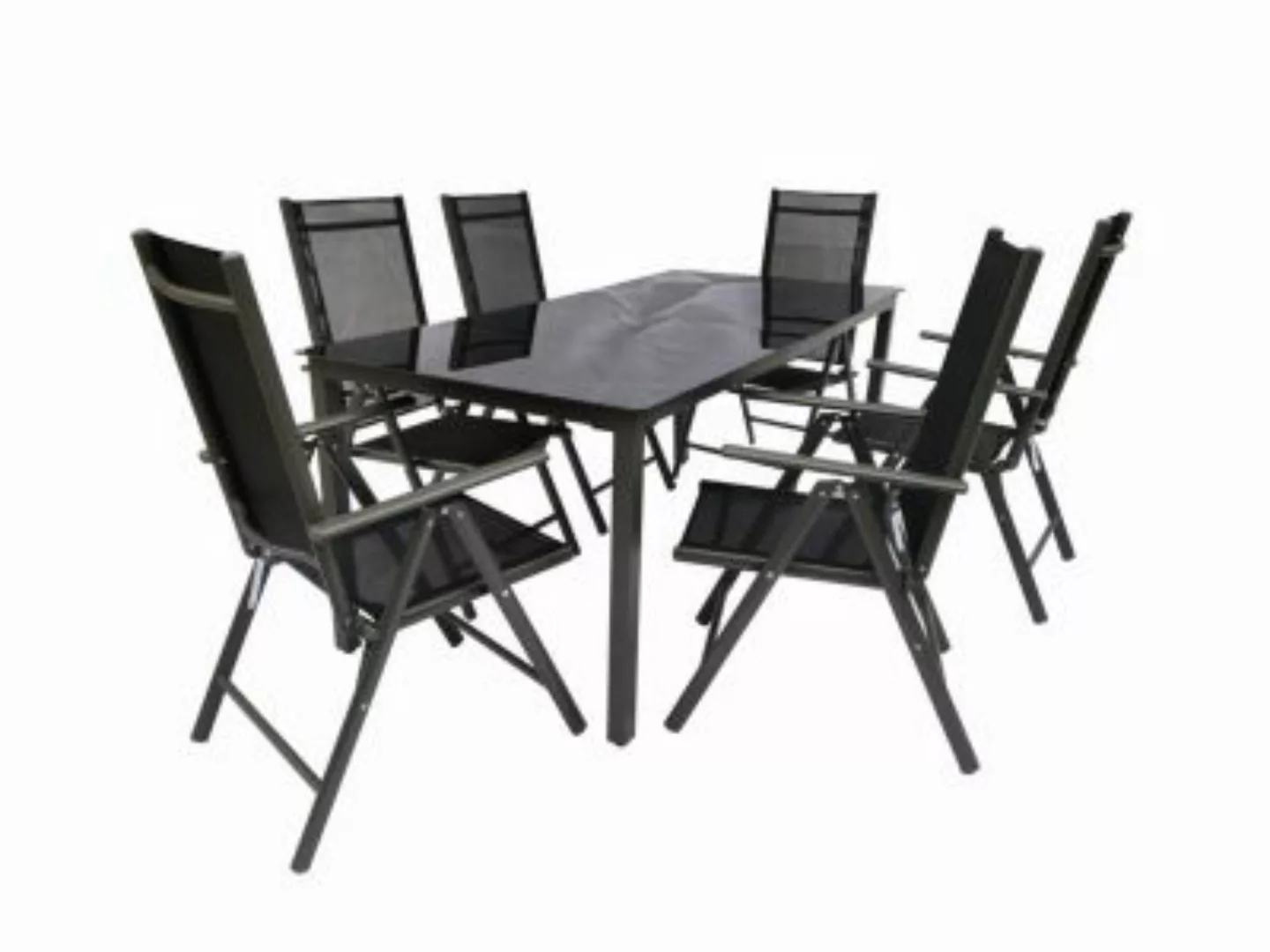 VCM Set Gartenmöbel Alu Glas Gartenset Sitzgruppe Essgruppe Tisch Stühle 19 günstig online kaufen