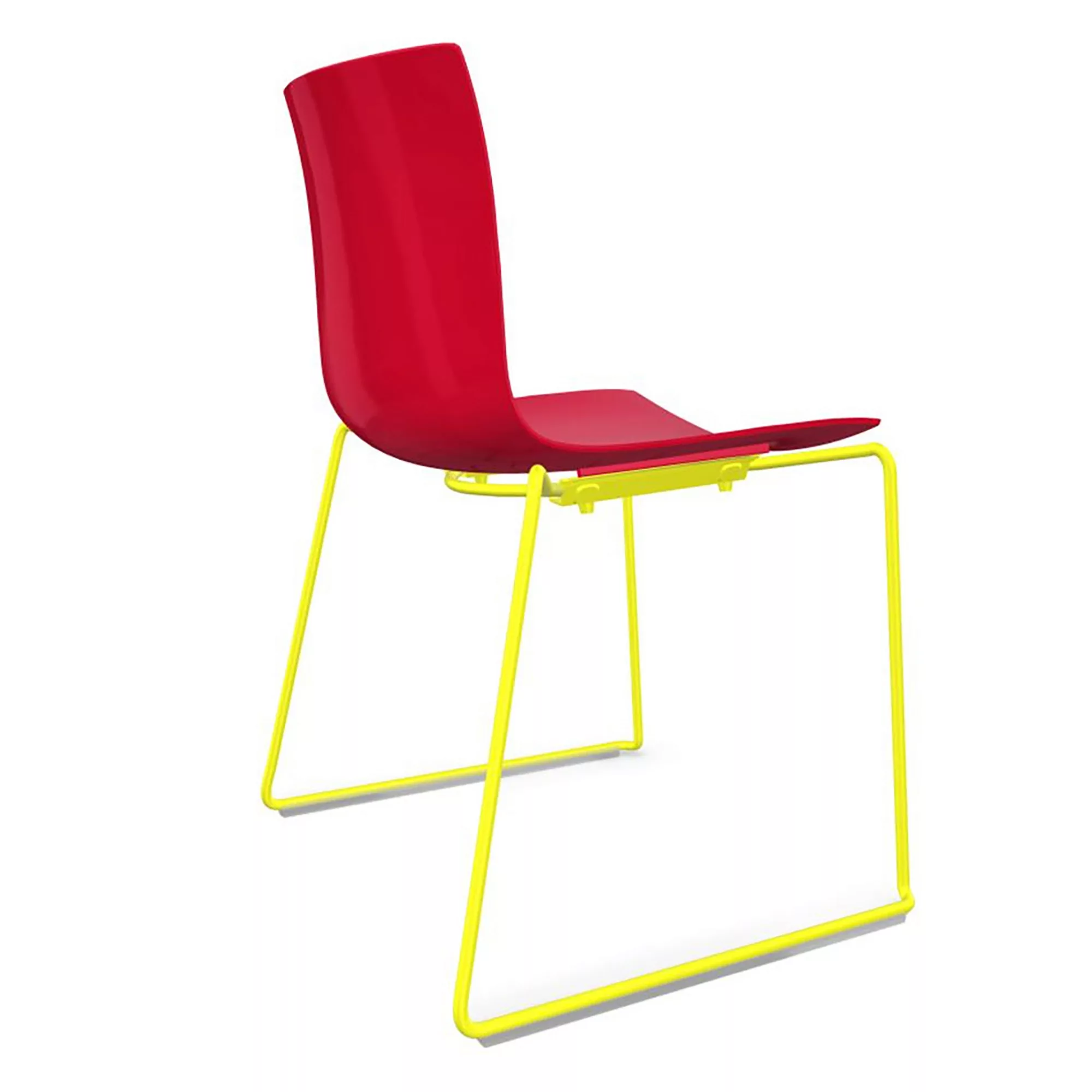 Arper - Catifa 46 0278 Stuhl Kufe farbig lackiert - rot/Außenschale glänzen günstig online kaufen