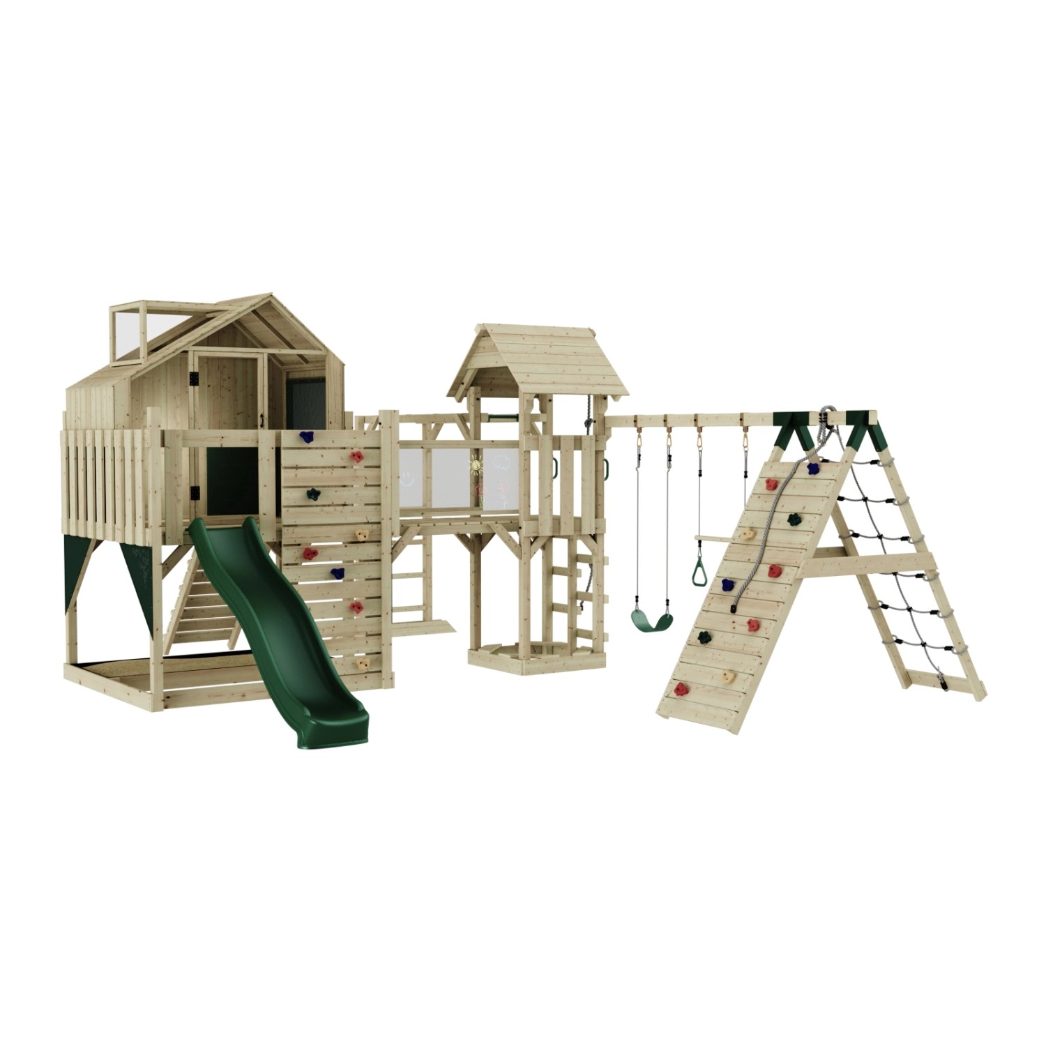 OutdoorToys Spielturm Milo mit Trapezschaukel Dunkelgrün günstig online kaufen