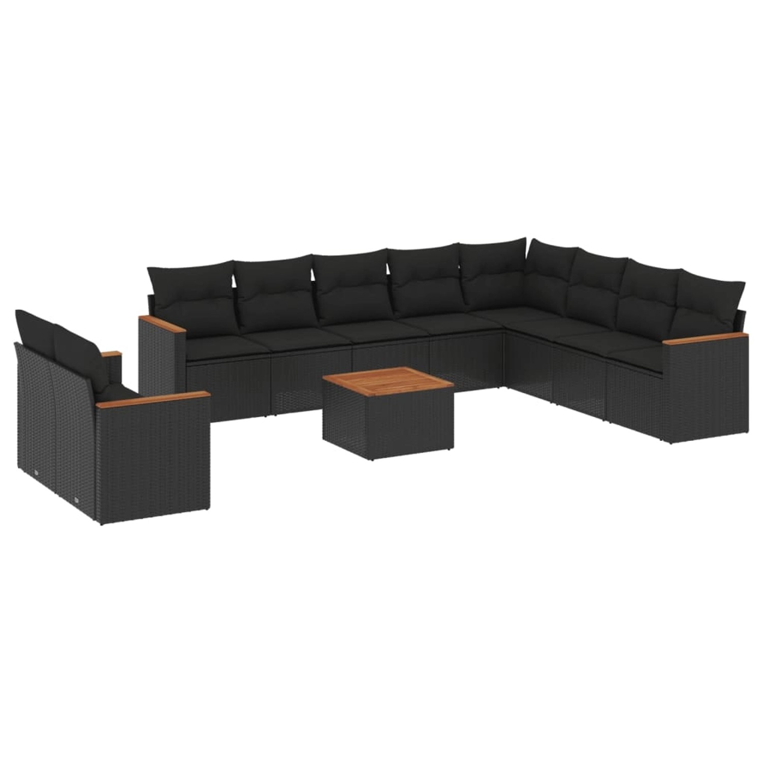 vidaXL 11-Tlg Garten-Sofagarnitur mit Kissen Schwarz Poly Rattan 3226118 günstig online kaufen