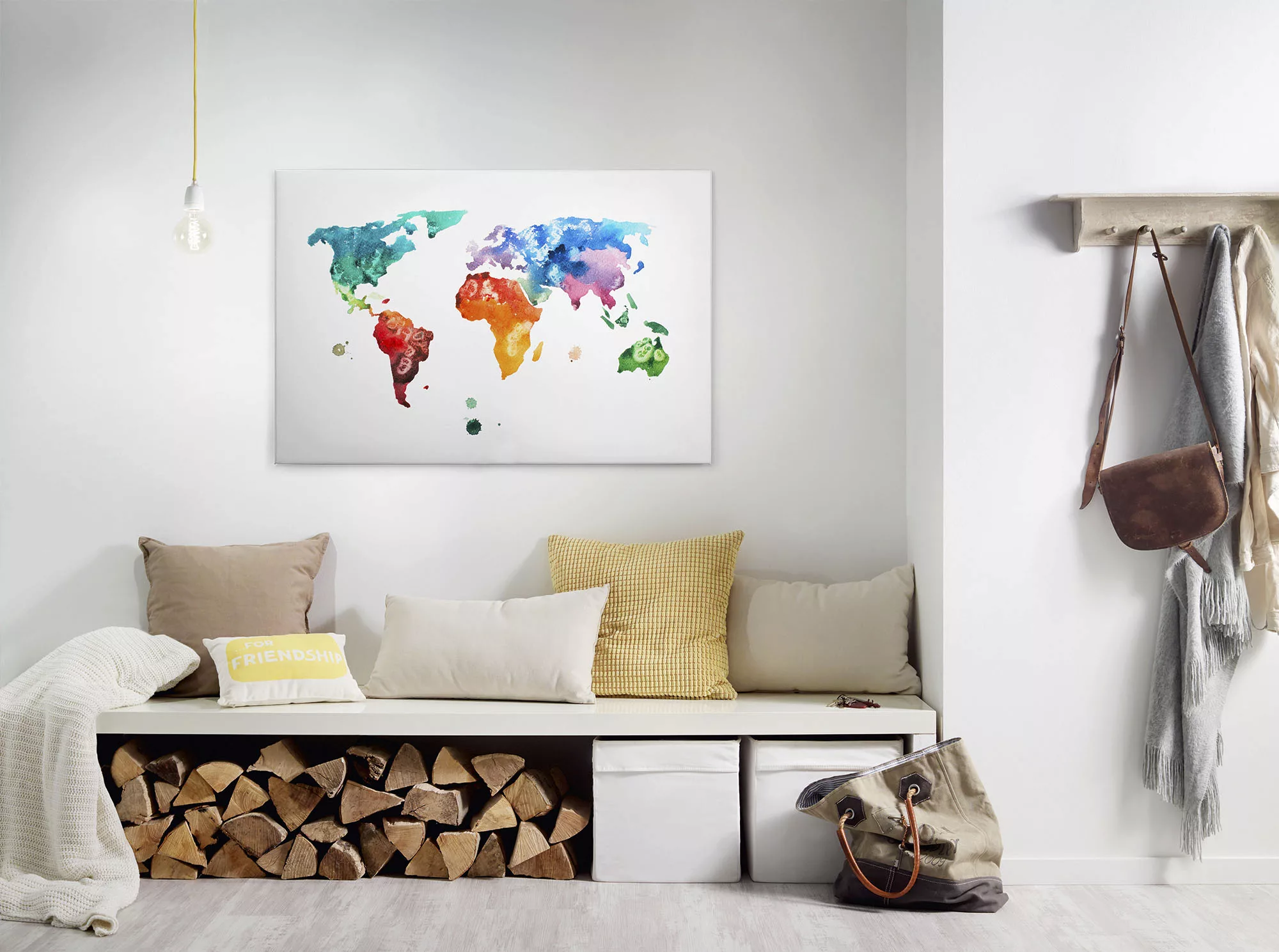 A.S. Création Leinwandbild "Colourful World", Kunst-Weltkarte-Kinder, (1 St günstig online kaufen