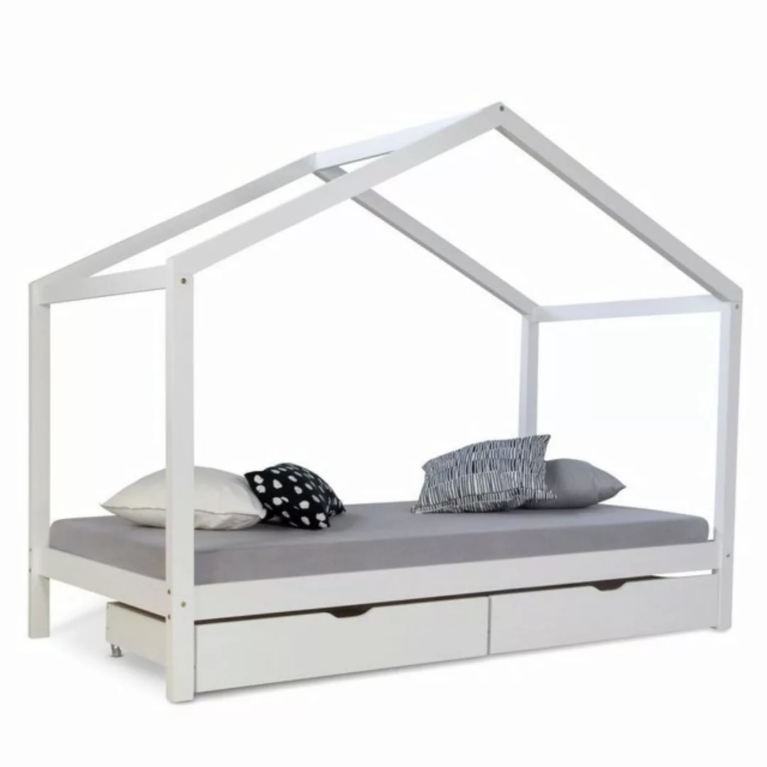 Homestyle4u Kinderbett Hausbett 90x200 cm +Matratze Kinderhaus Spielbett Ho günstig online kaufen