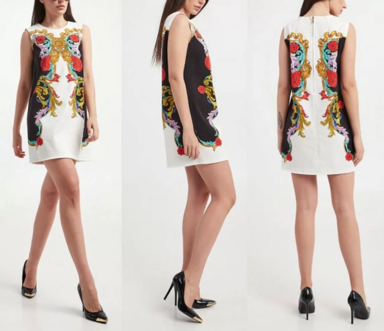 Versace Midikleid VERSACE JEANS COUTURE BULL PANEL SUN BAROQUE Denim Dress günstig online kaufen