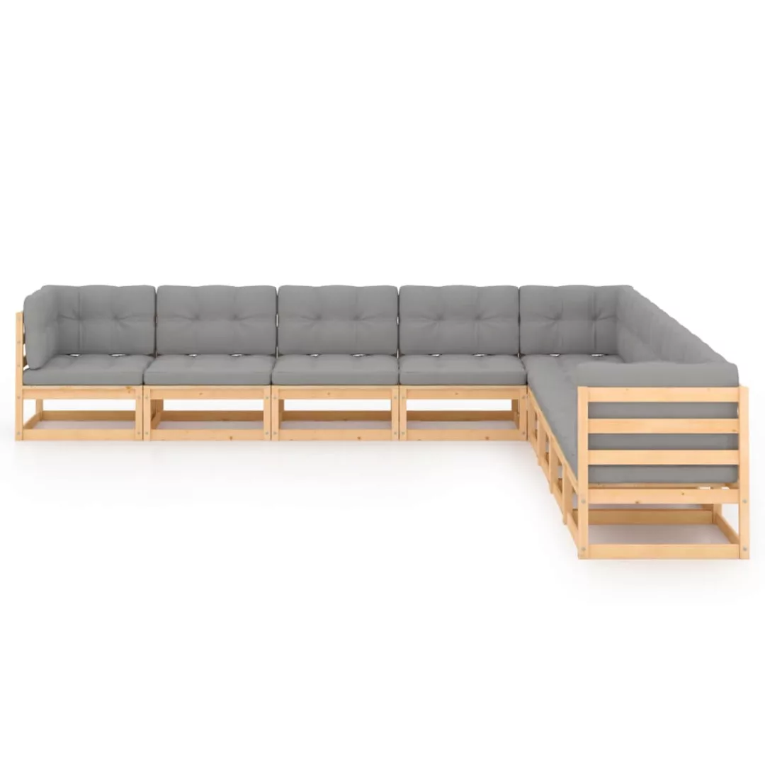 9-tlg. Garten-lounge-set Mit Kissen Kiefer Massivholz günstig online kaufen