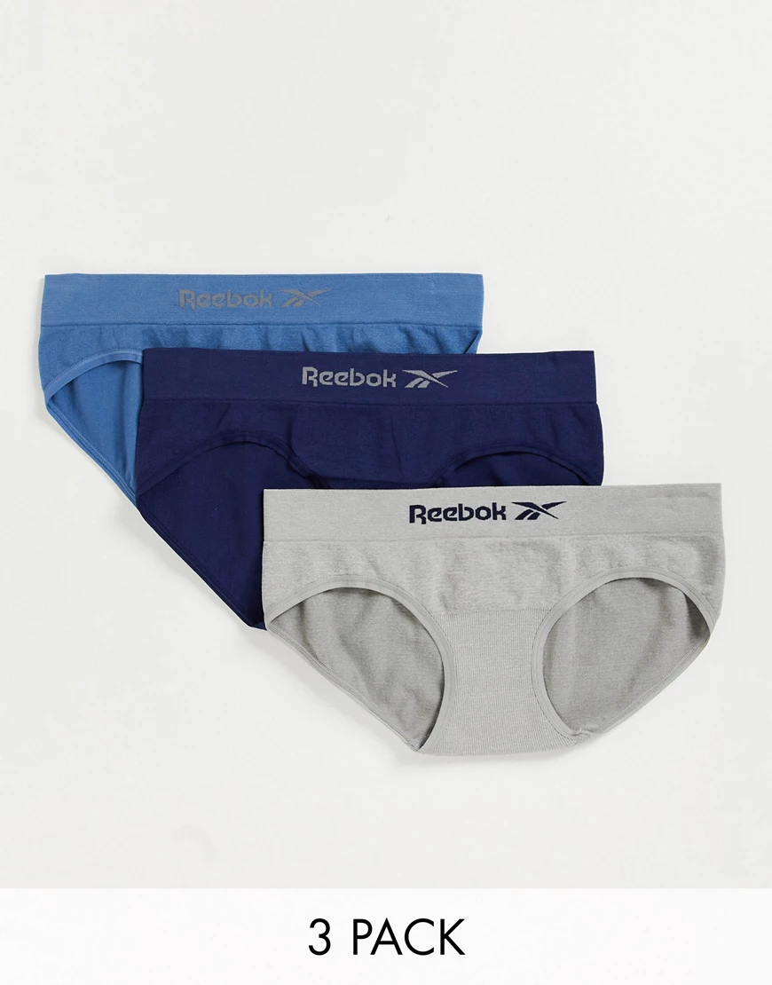 Reebok – Tullia –3er-Pack nahtlose Slips in Schieferblau, Marineblau und Gr günstig online kaufen