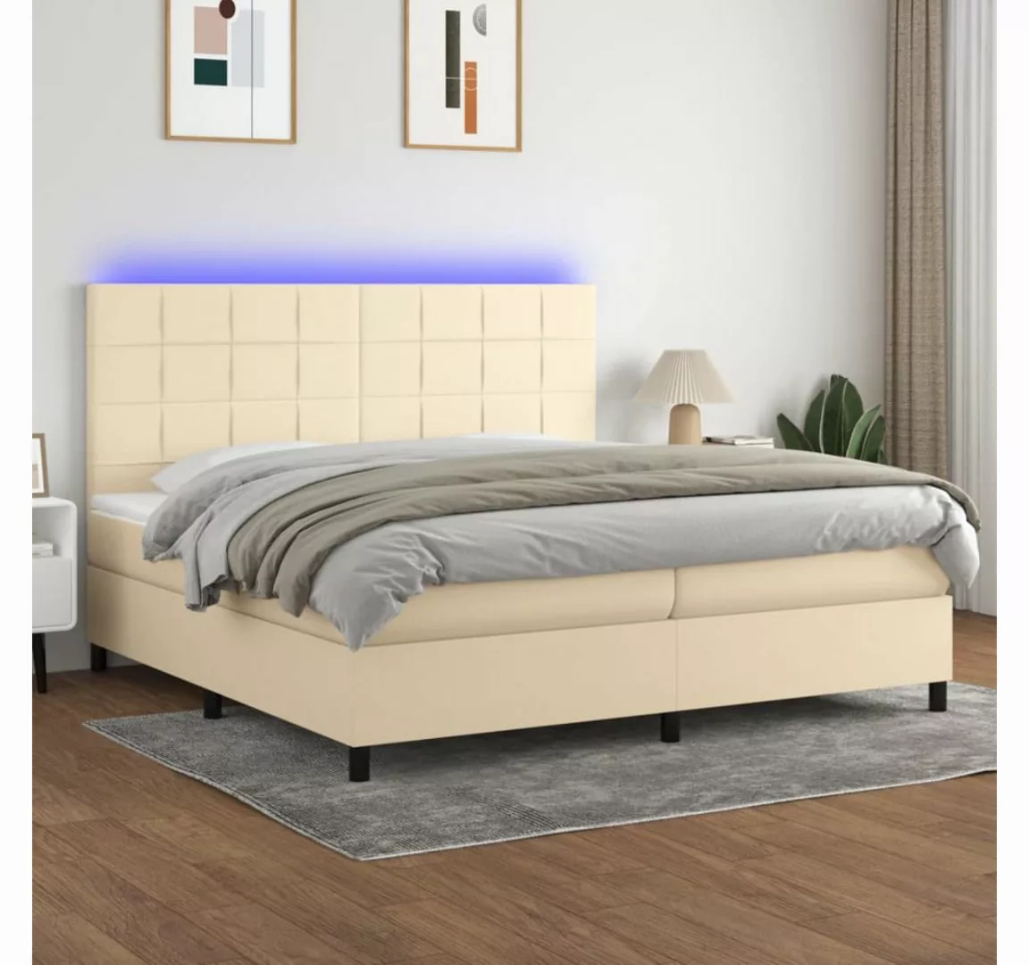 vidaXL Boxspringbett, Boxspringbett mit Matratze & LED Creme 200x200 cm Sto günstig online kaufen