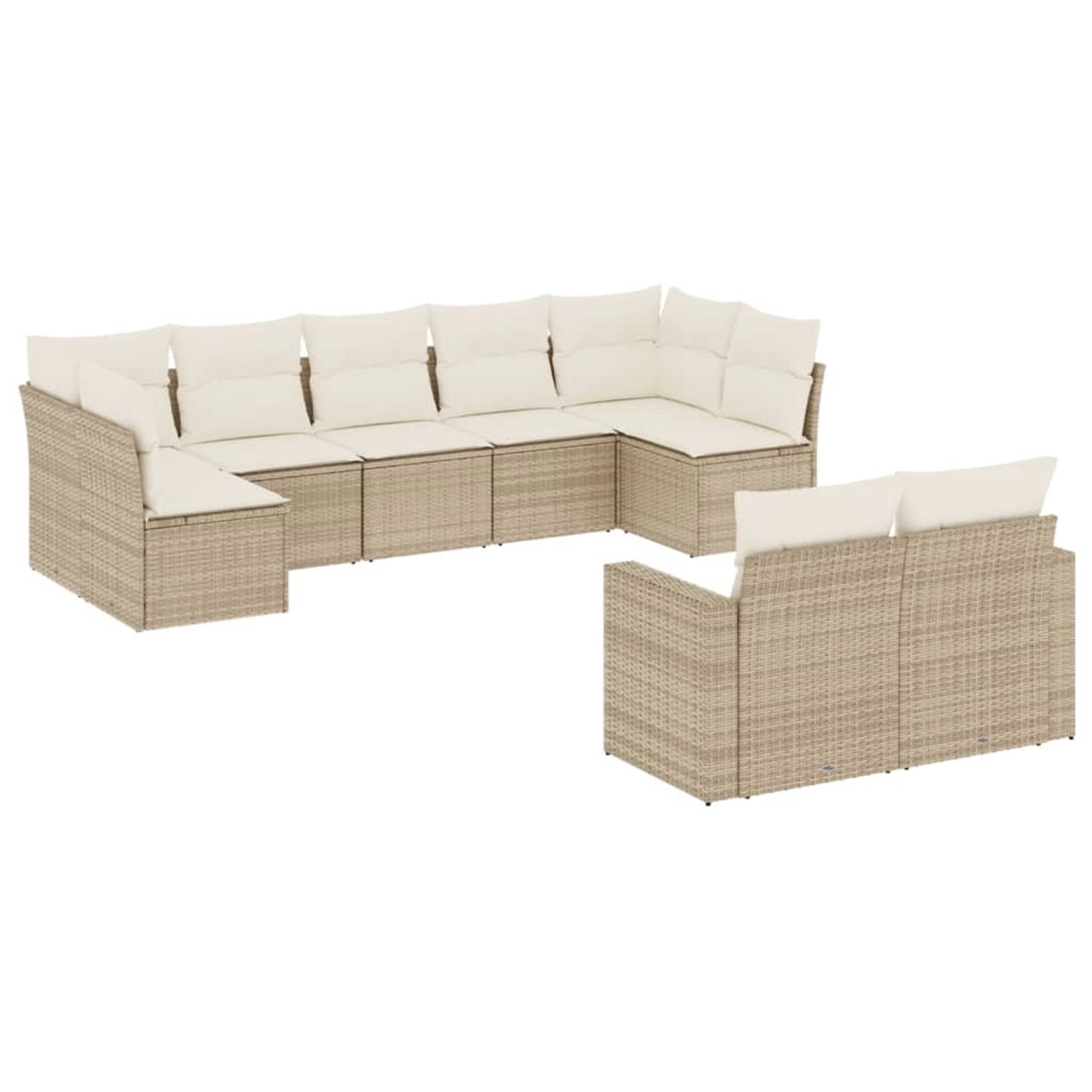 vidaXL 9-Tlg Garten-Sofagarnitur mit Kissen Beige Poly Rattan 3219408 günstig online kaufen