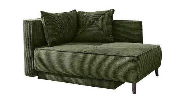 Massivart® Recamiere REX Einzelsofa grau oder grün Cord 155 cm, Bettfunktio günstig online kaufen