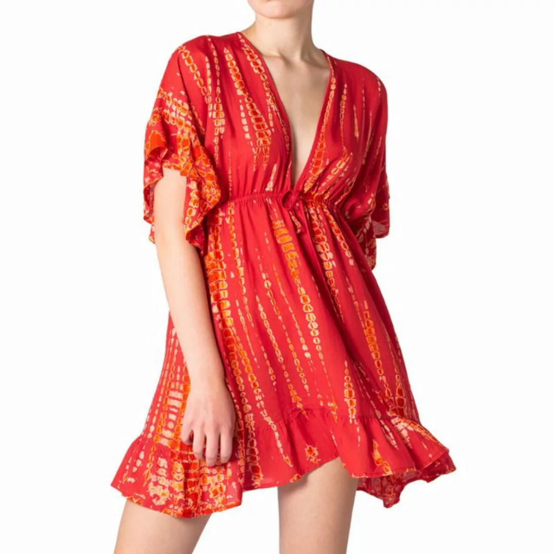 PANASIAM Tunikakleid kurzes Sommerkleid aus natürlicher Viskose mit V Aussc günstig online kaufen