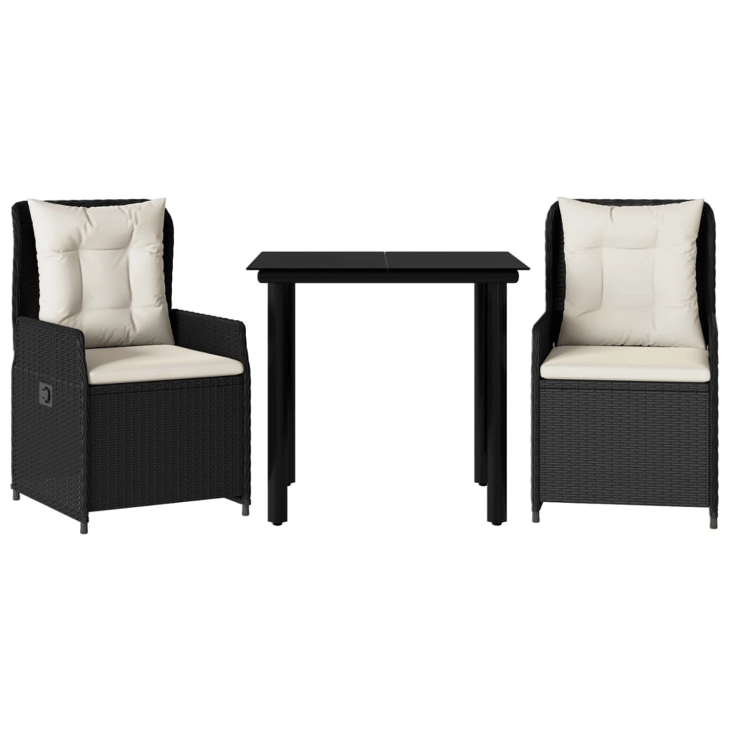 vidaXL 3-Tlg Garten-Essgruppe mit Kissen Schwarz Poly Rattan 3262833 günstig online kaufen