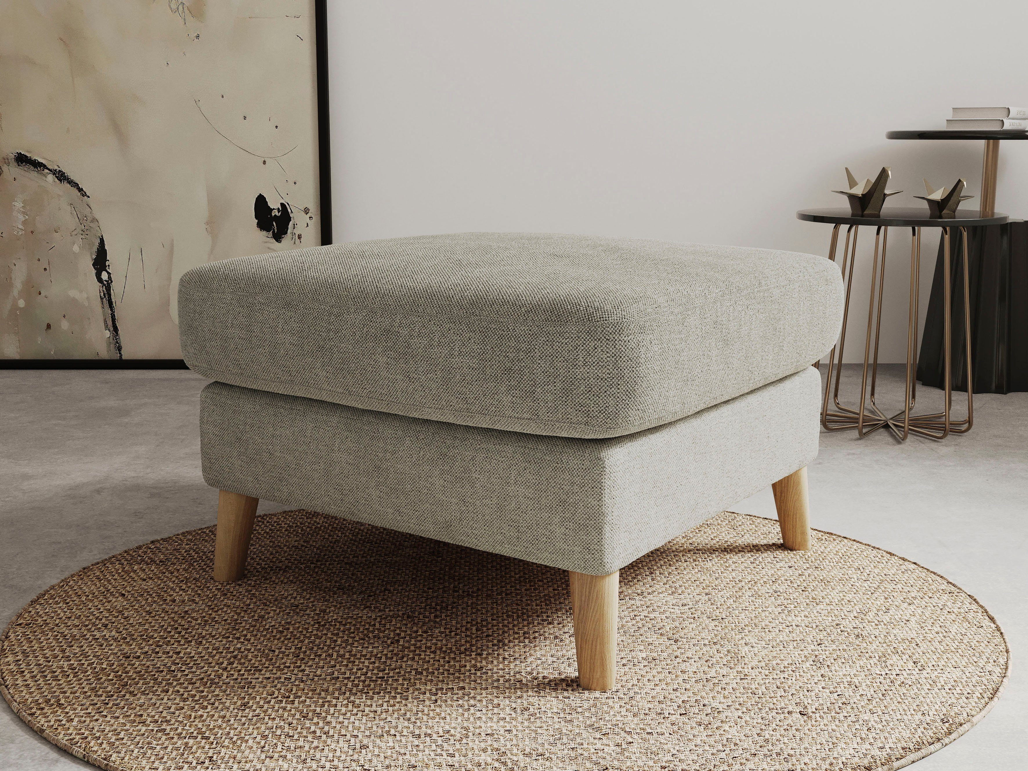 Home affaire Polsterhocker "MARSEILLE", Massivholzbeine Eiche, Landhausstil günstig online kaufen