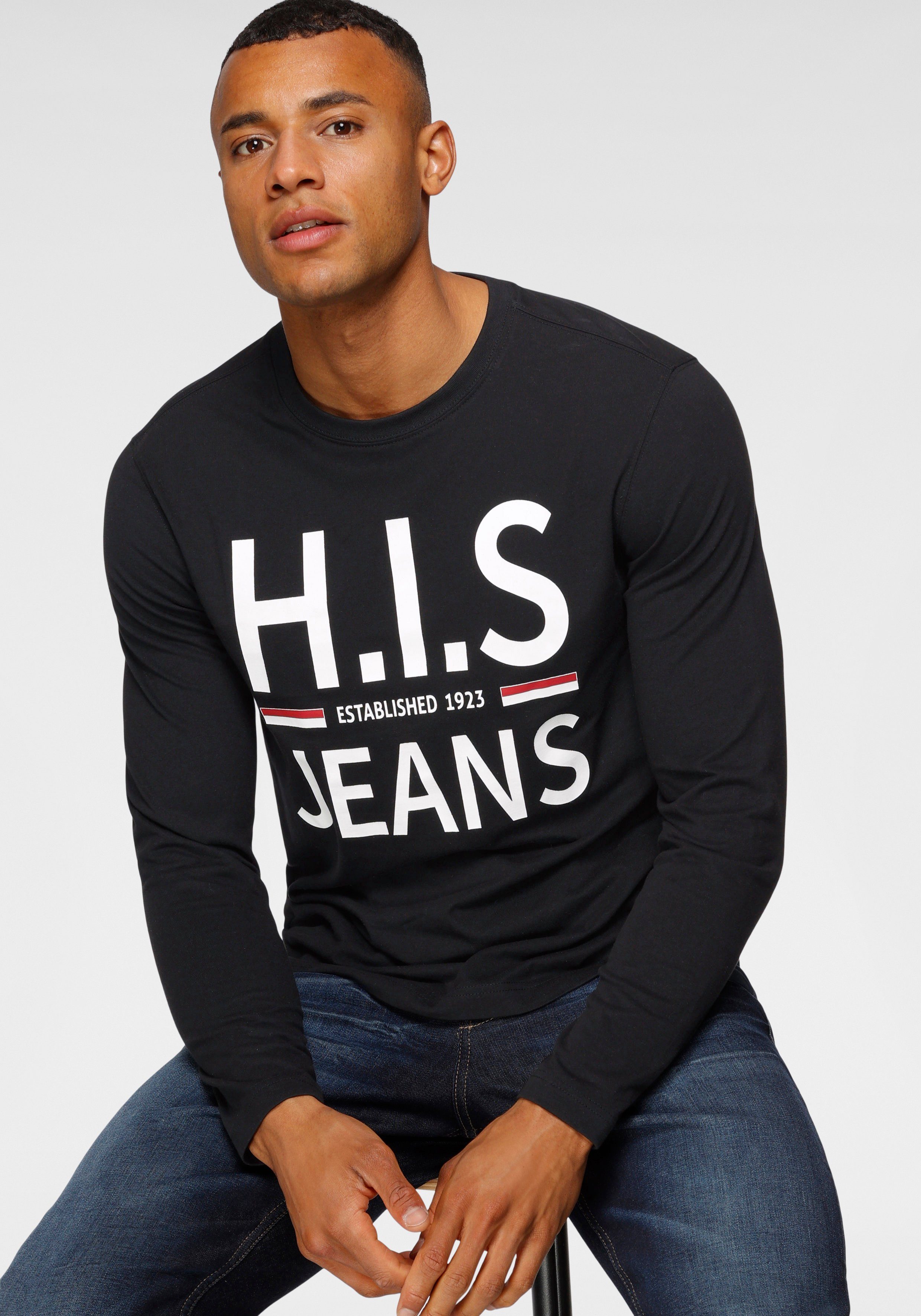 H.I.S Langarmshirt Langarm, schmaler Basic-Schnitt, bedrucktes günstig online kaufen