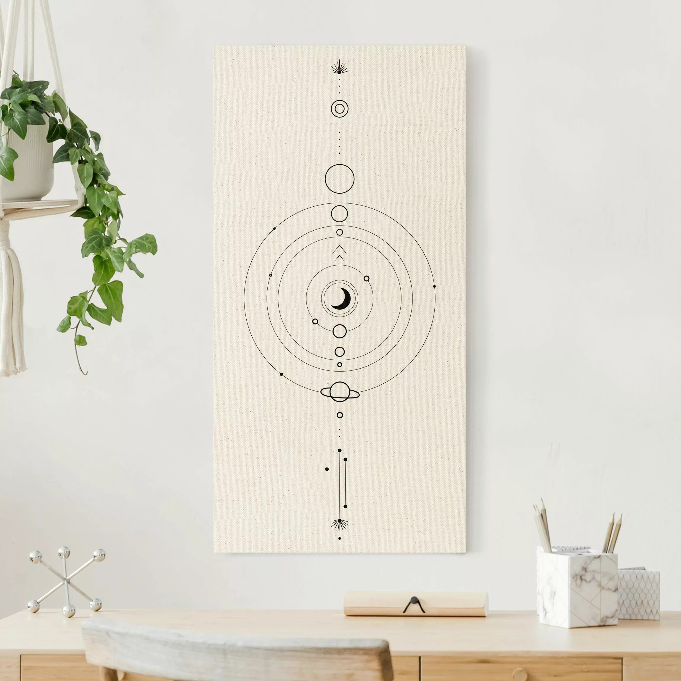 Leinwandbild auf Naturcanvas Astrologie Umlaufbahn Planeten Schwarz günstig online kaufen