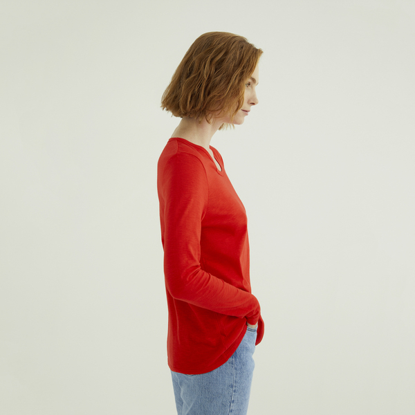 Miriam Damen Rundhals-neck Langarm T-shirt Aus Flame Bio Baumwolle günstig online kaufen