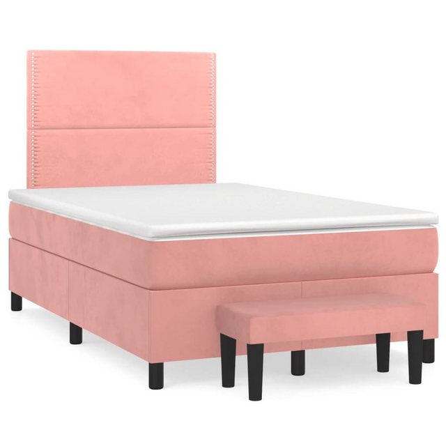 vidaXL Boxspringbett Boxspringbett mit Matratze und Fusshocker Samt (120 x günstig online kaufen