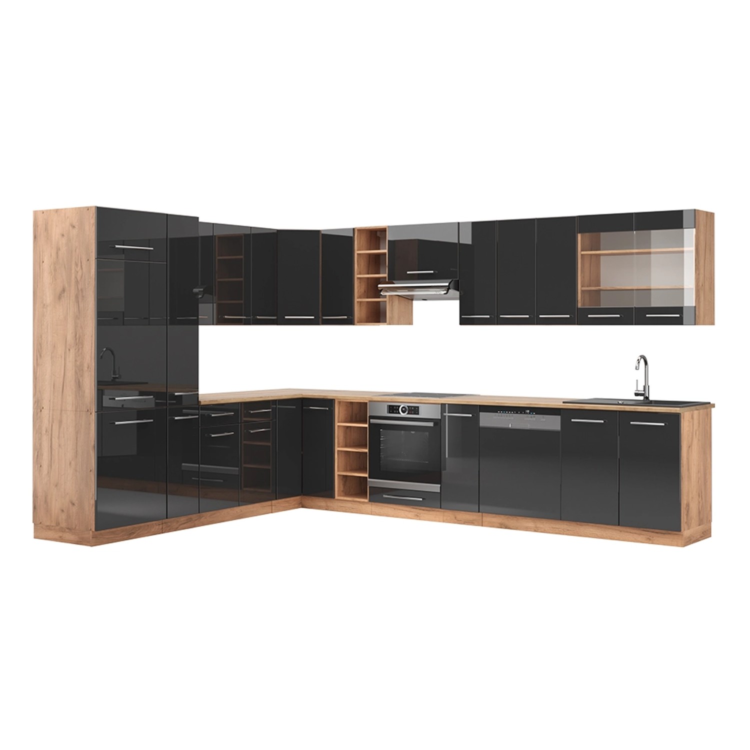 Vicco Winkelküche Fame-Line, Weiß Hochglanz/Weiß, 257x347 günstig online kaufen