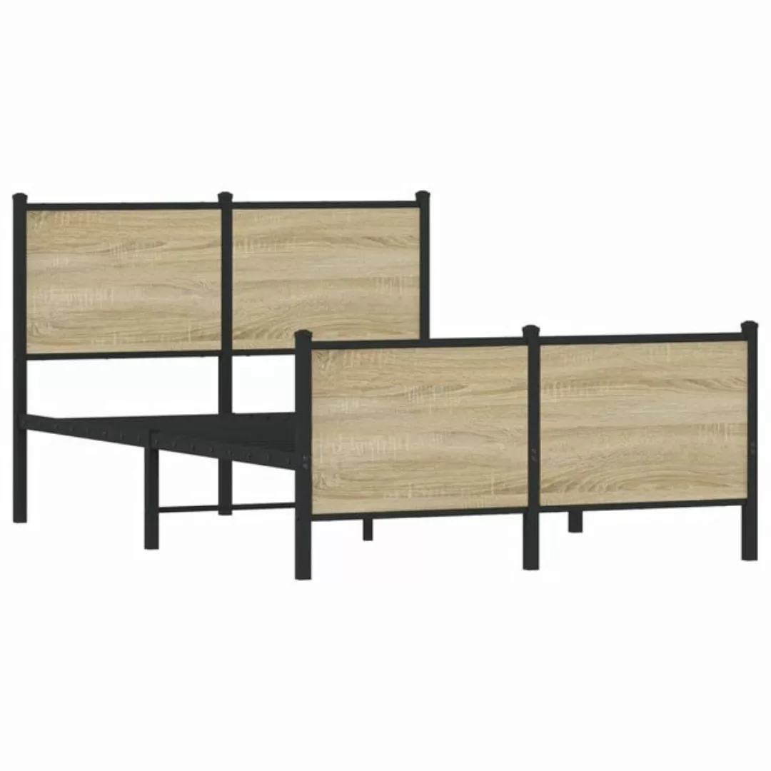 vidaXL Bett Metallbett ohne Matratze Sonoma-Eiche 120x200 cm günstig online kaufen