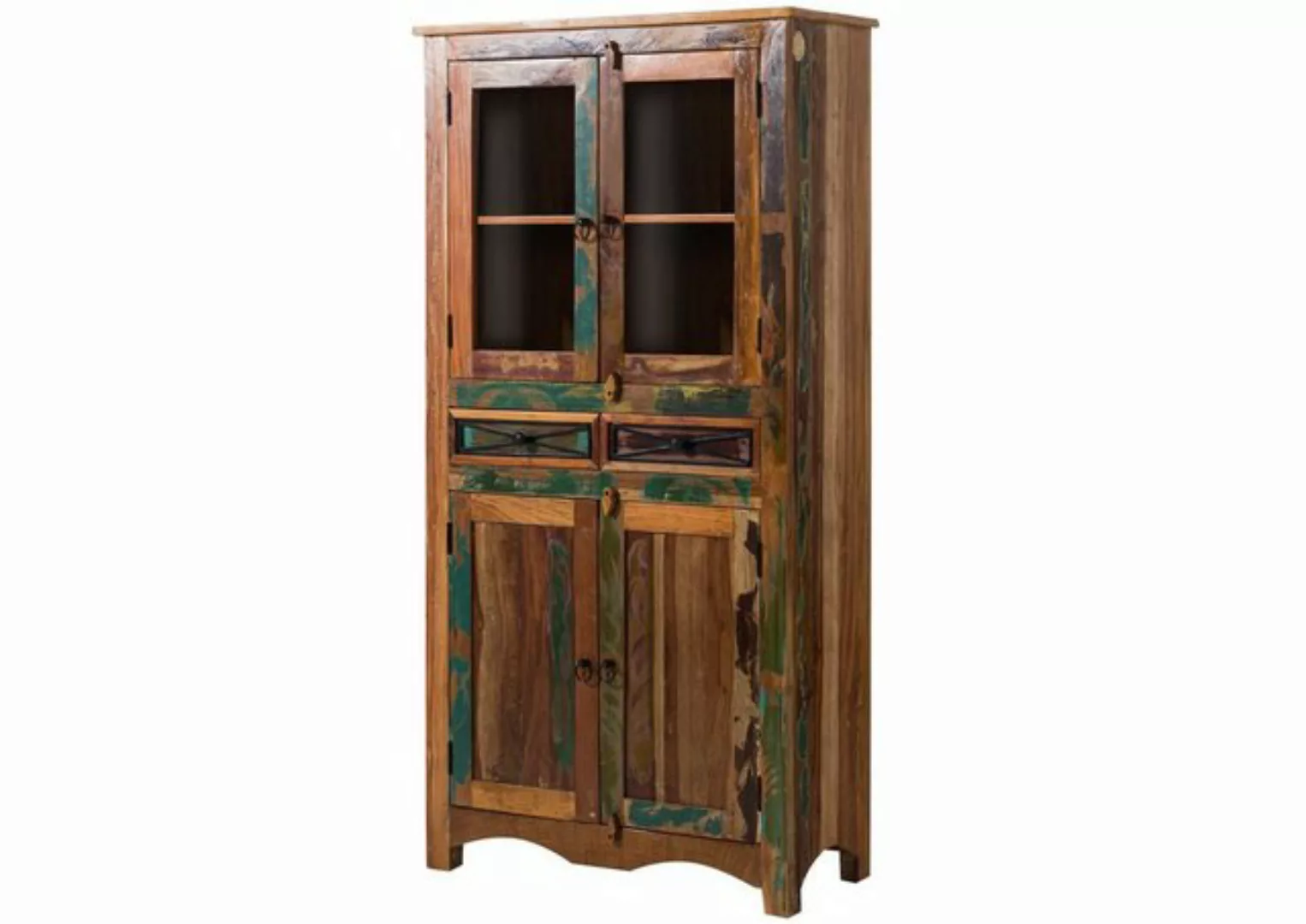 Massivmoebel24 Standvitrine (Vitrine Altholz 90x40x180 mehrfarbig lackiert günstig online kaufen