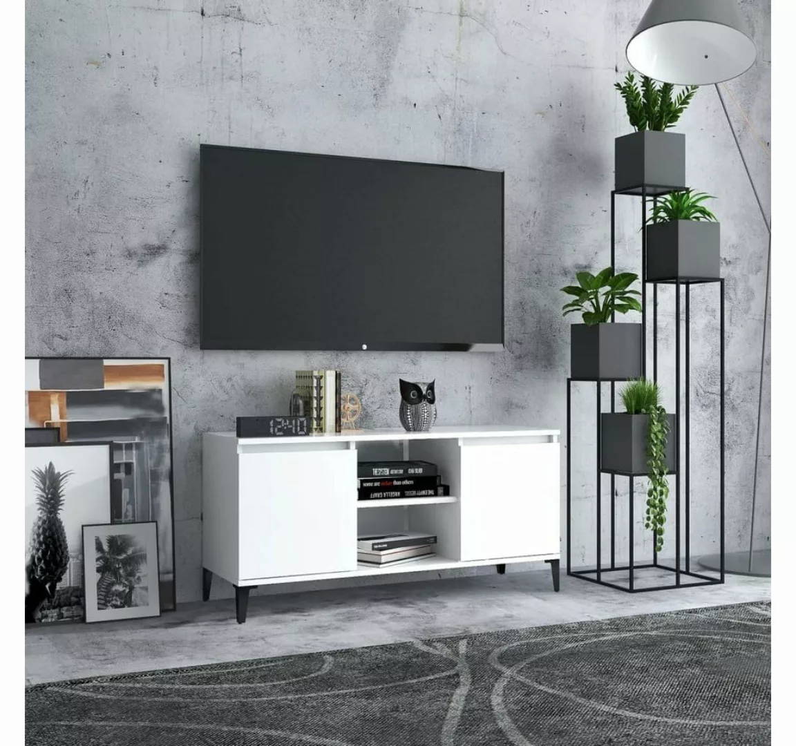 vidaXL TV-Schrank TV-Schrank mit Metallbeinen Weiß 103,5x35x50 cm Lowboard günstig online kaufen