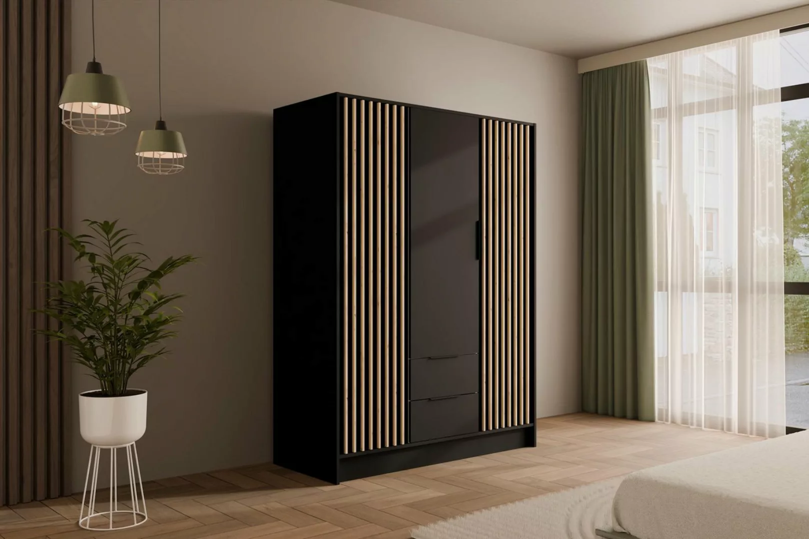 ALTDECOR Drehtürenschrank NELIA (Kleiderschrank Aluminium-Leisten Lamelle) günstig online kaufen