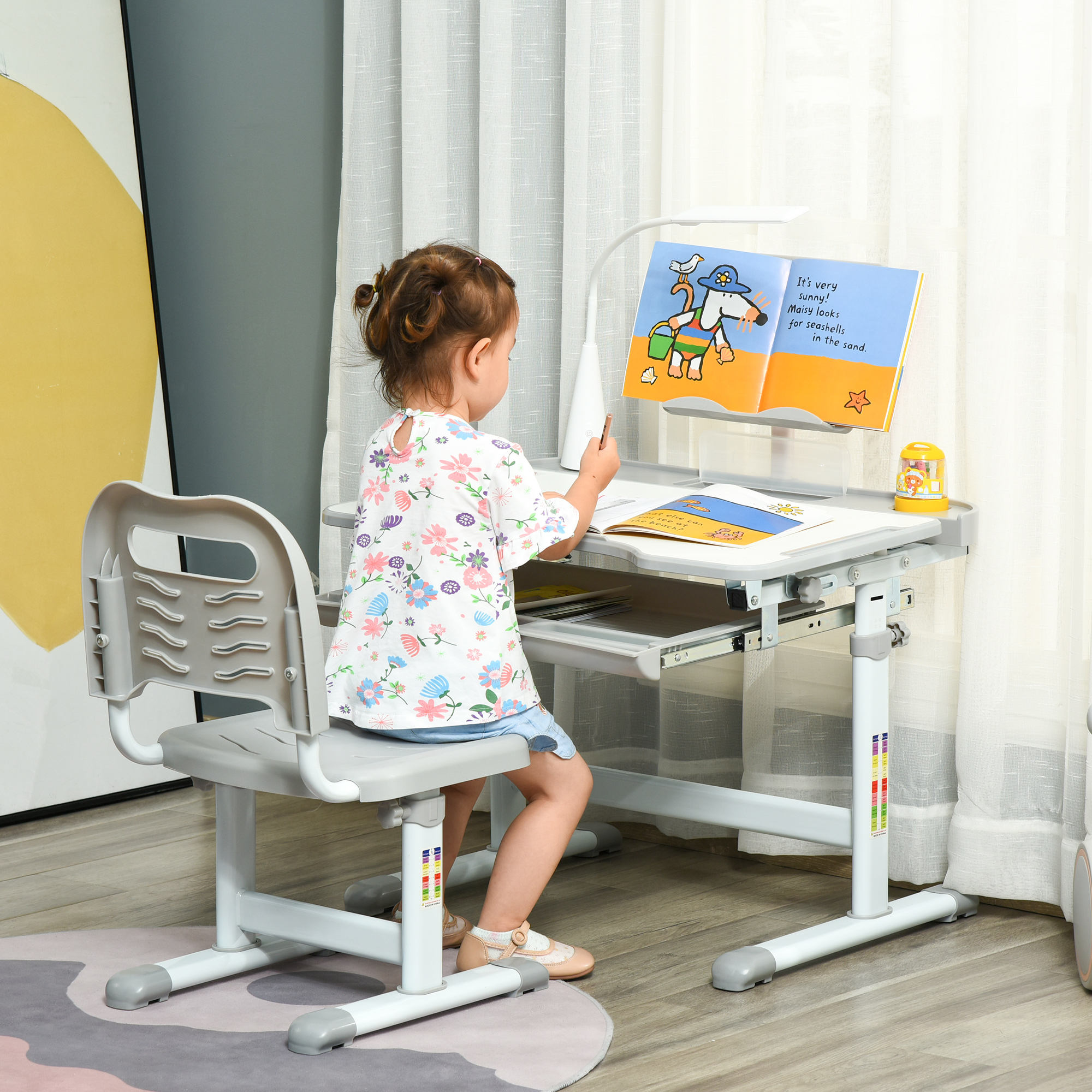 HOMCOM Kinder Schreibtisch mit Stuhl - Kinder Schreibtisch und Stuhl Set hö günstig online kaufen