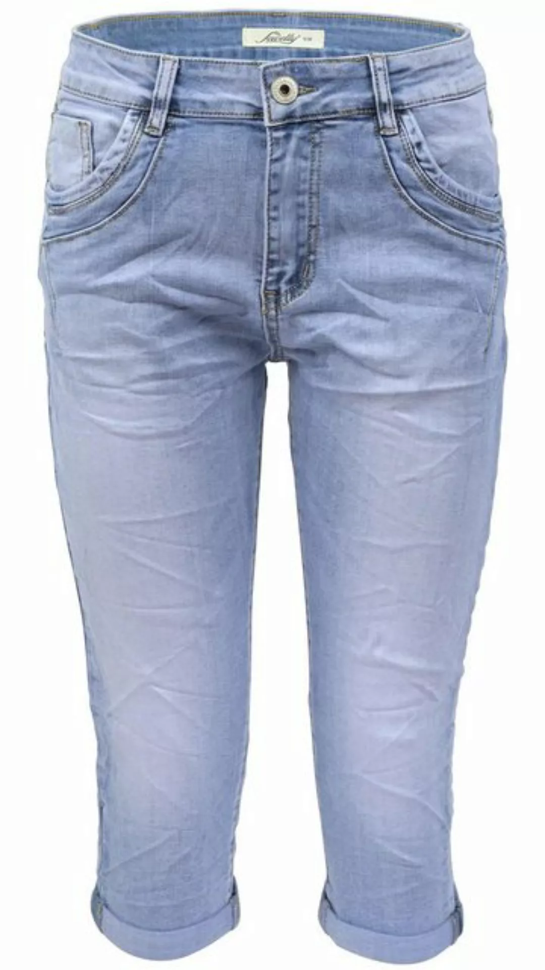 Jewelly Regular-fit-Jeans Capri Jeans im Crash-Look, Boyfriend Hose mit günstig online kaufen