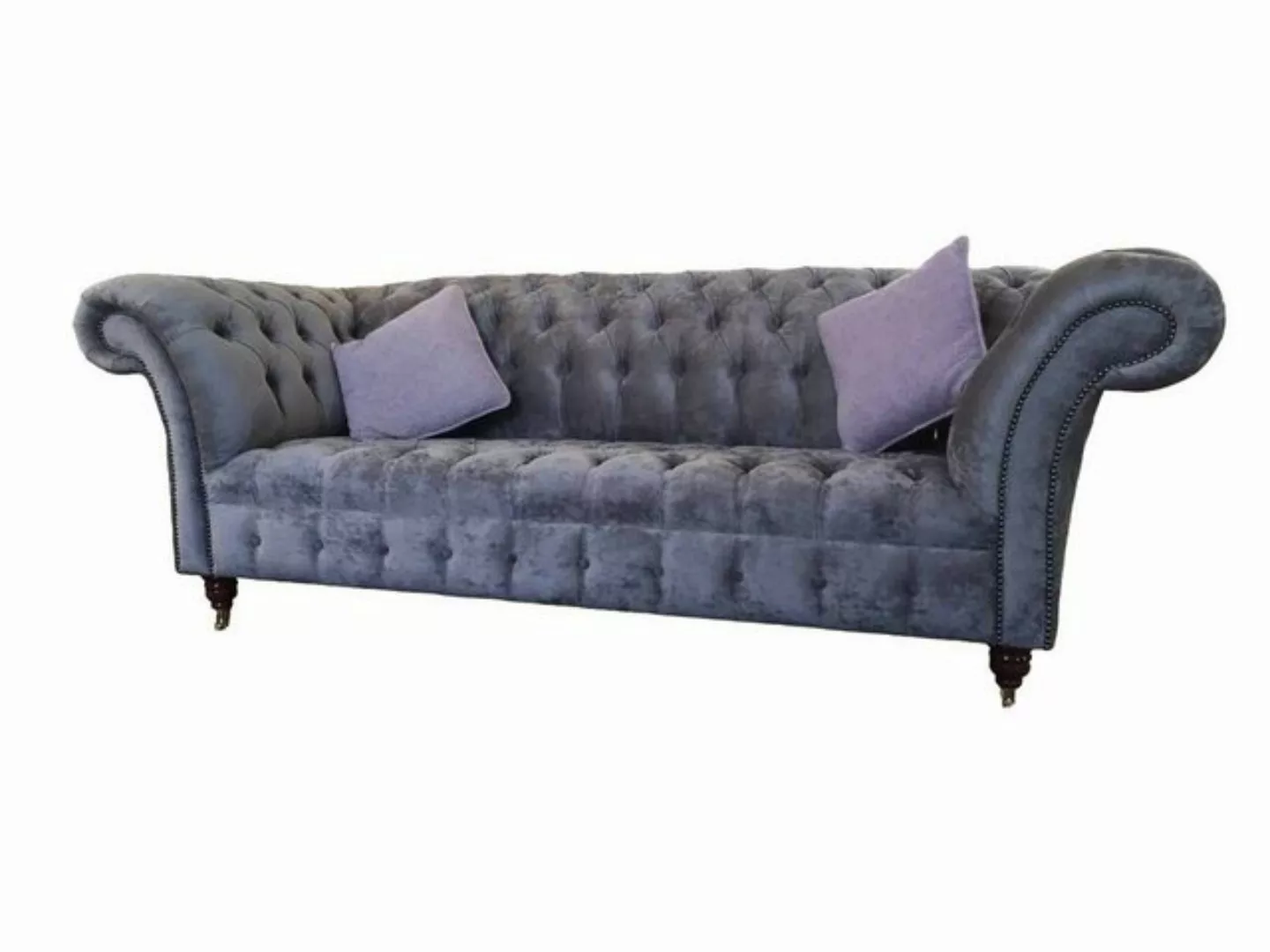 JVmoebel Sofa Moderner Grauer Chesterfield Dreisitzer Luxus 3-Sitzer Couch, günstig online kaufen