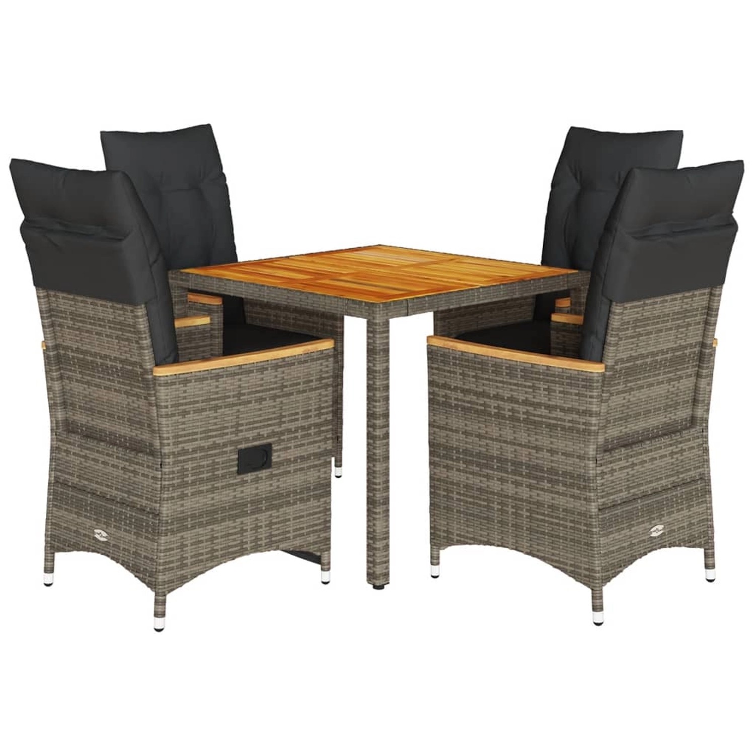 vidaXL 5-Tlg Garten-Essgruppe mit Kissen Grau Poly Rattan 3276845 günstig online kaufen