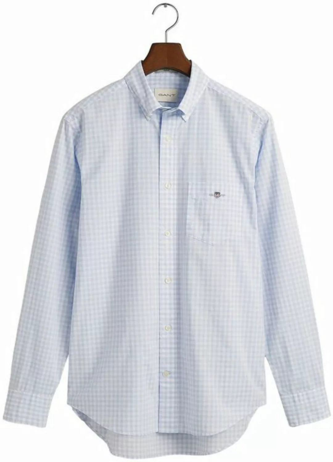 Gant Langarmhemd REG POPLIN GINGHAM SHIRT mit Logostickerei auf der Brust günstig online kaufen