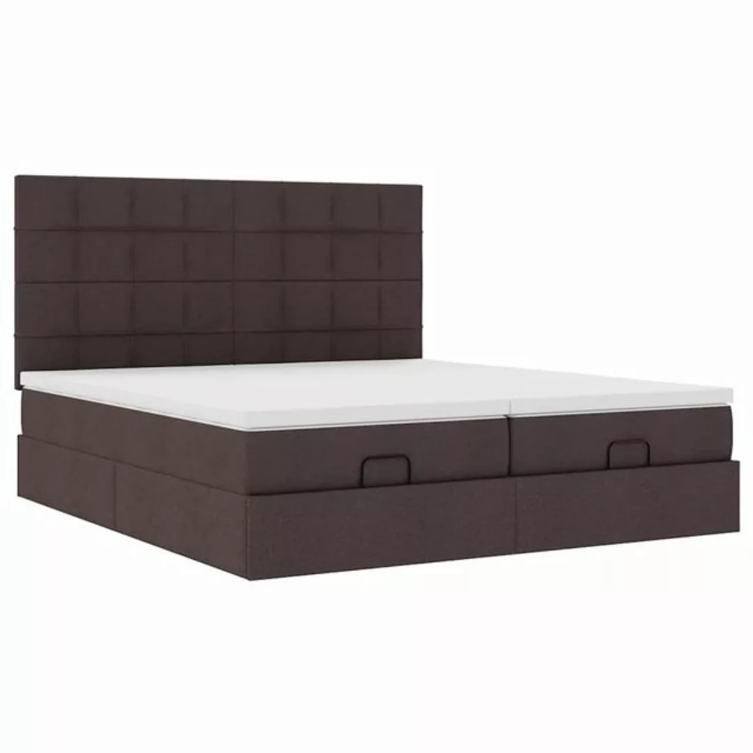 vidaXL Bett Ottoman-Bett mit Matratzen & LEDs Dunkelbraun 180x200 cm Stoff günstig online kaufen