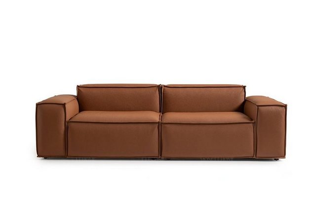 Xlmoebel Sofa Neues braunes Kunstleder-Sofa in luxuriöser 3-Sitzer-Ausführu günstig online kaufen