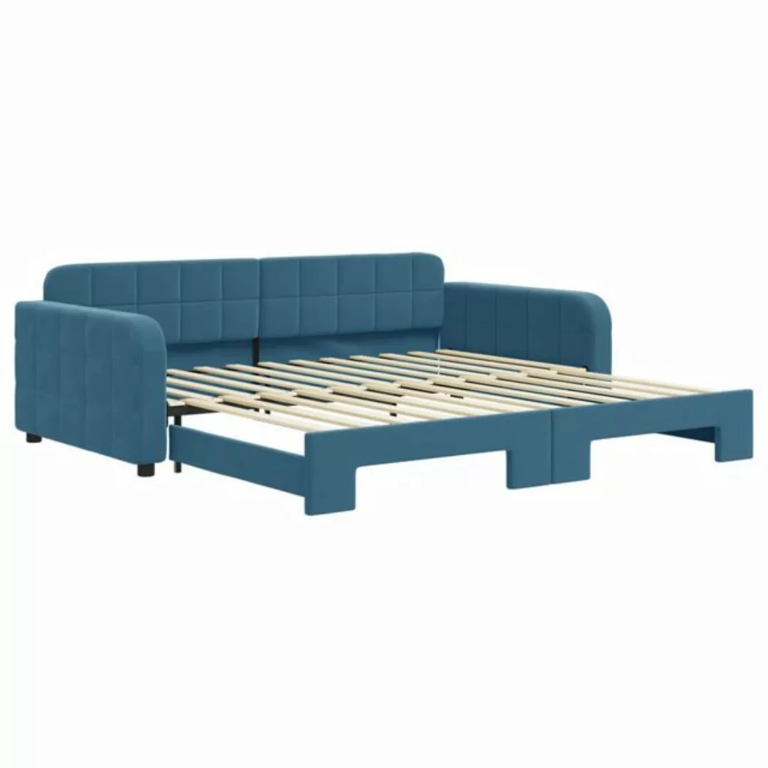 vidaXL Gästebett Gästebett Tagesbett Ausziehbar Blau 100x200 cm Samt Bett B günstig online kaufen