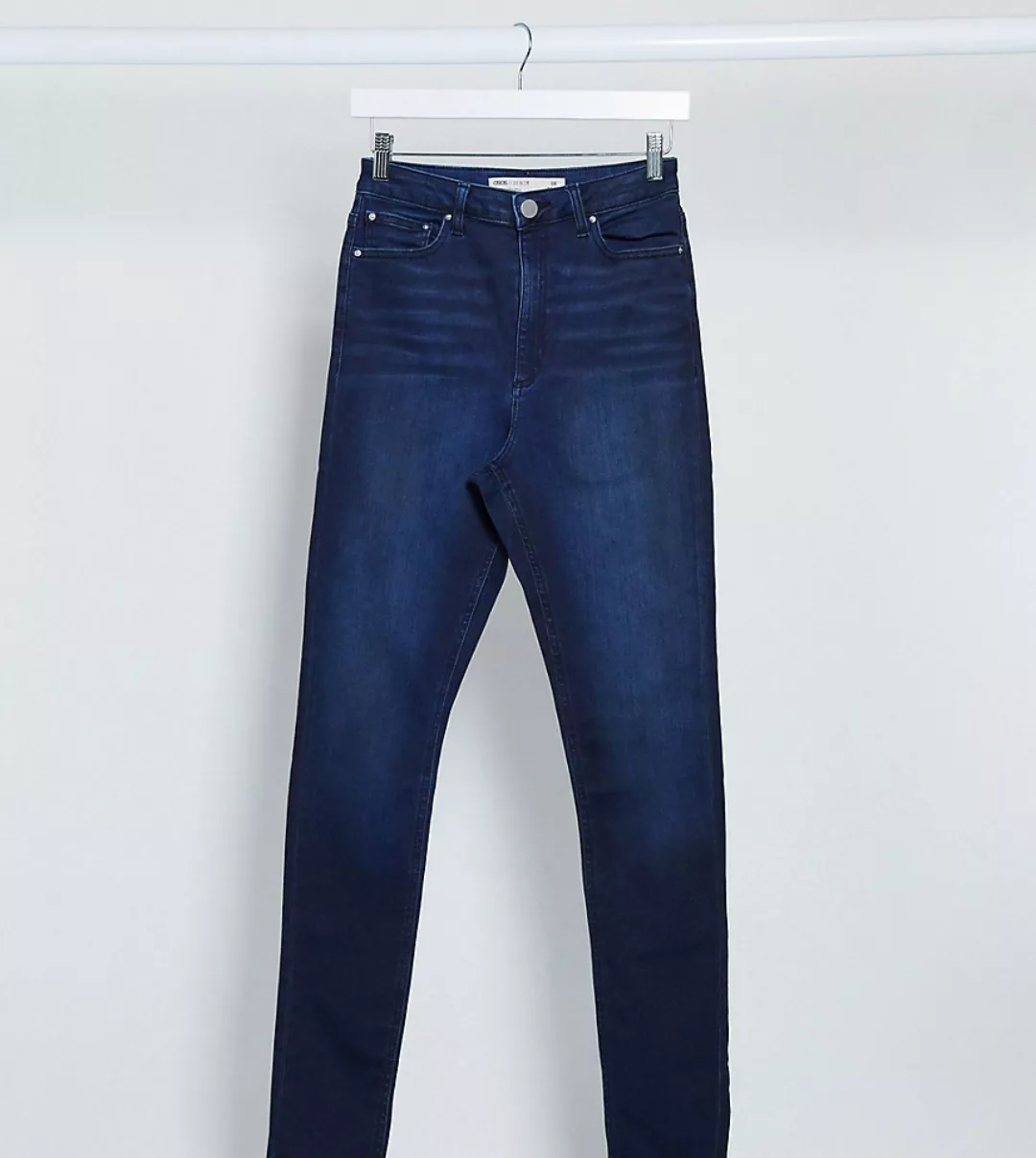 ASOS DESIGN Tall – Ridley – Enge Jeans mit hohem Bund in verwaschenem Mitte günstig online kaufen