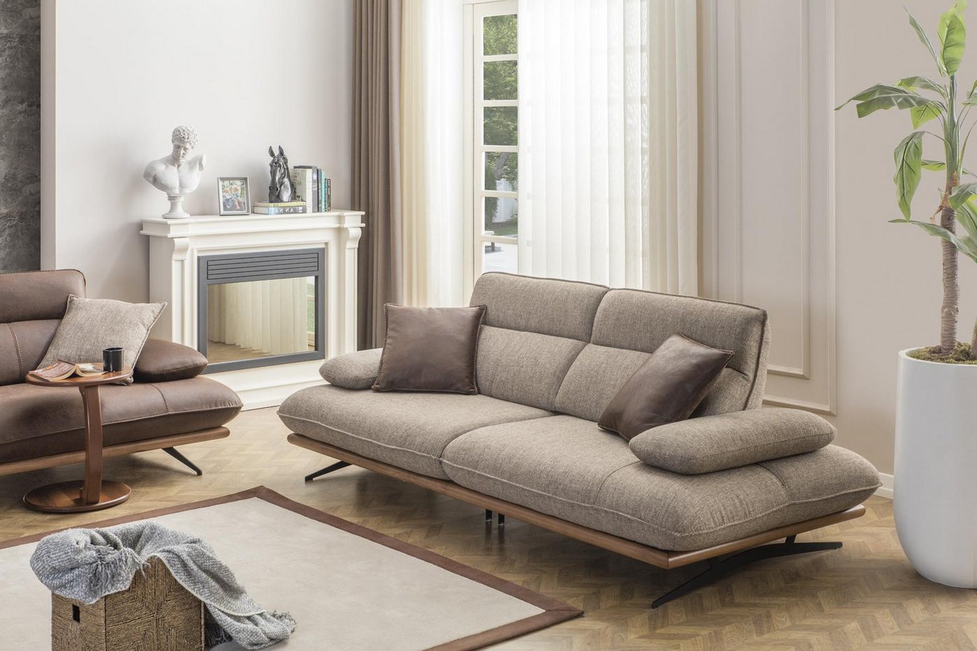 Xlmoebel Sofa Luxuriöses, modernes 3-Sitzer-Sofa in Grau aus Stoff für das, günstig online kaufen