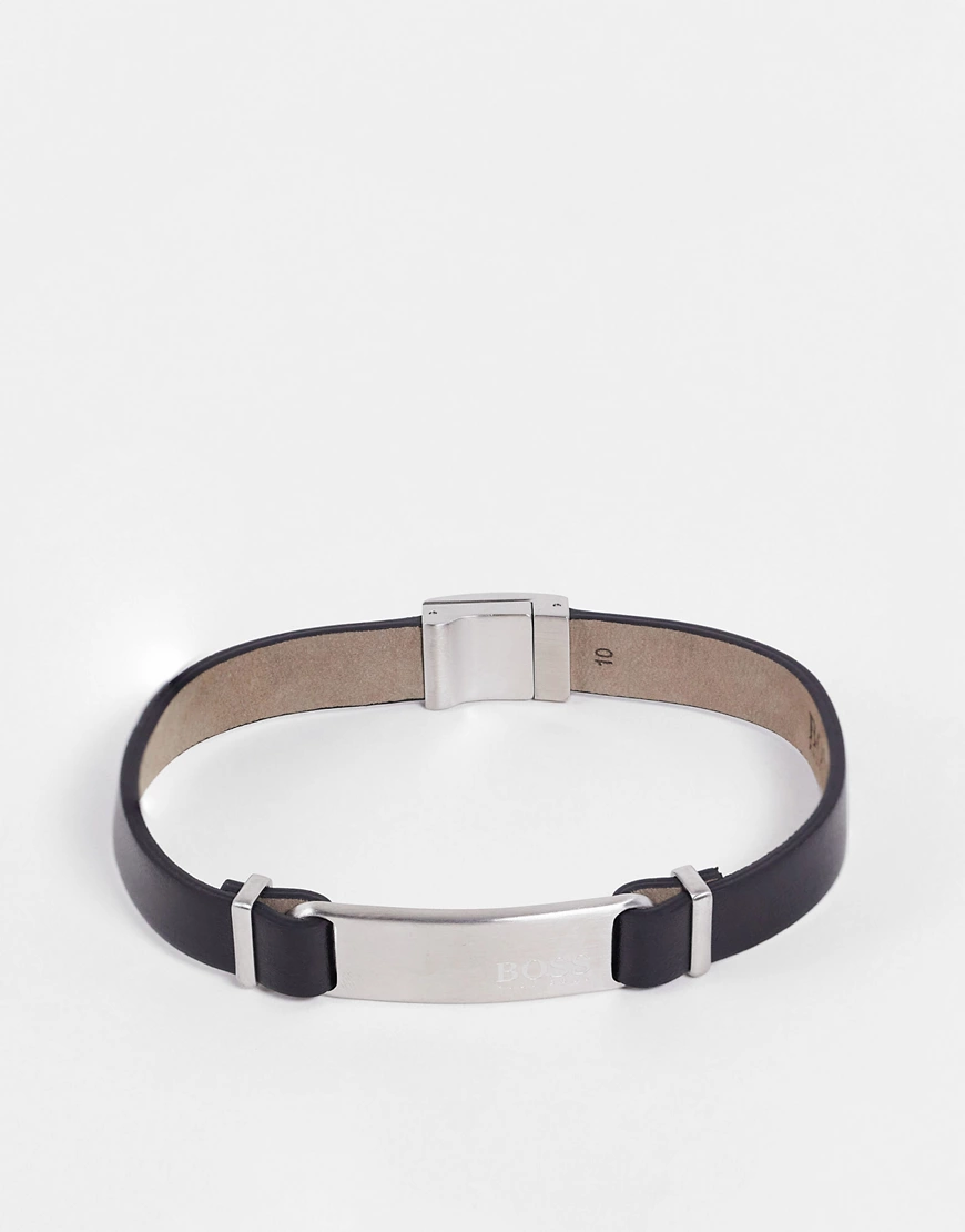 Hugo Boss – Urbanite – Armband aus schwarzem Leder günstig online kaufen