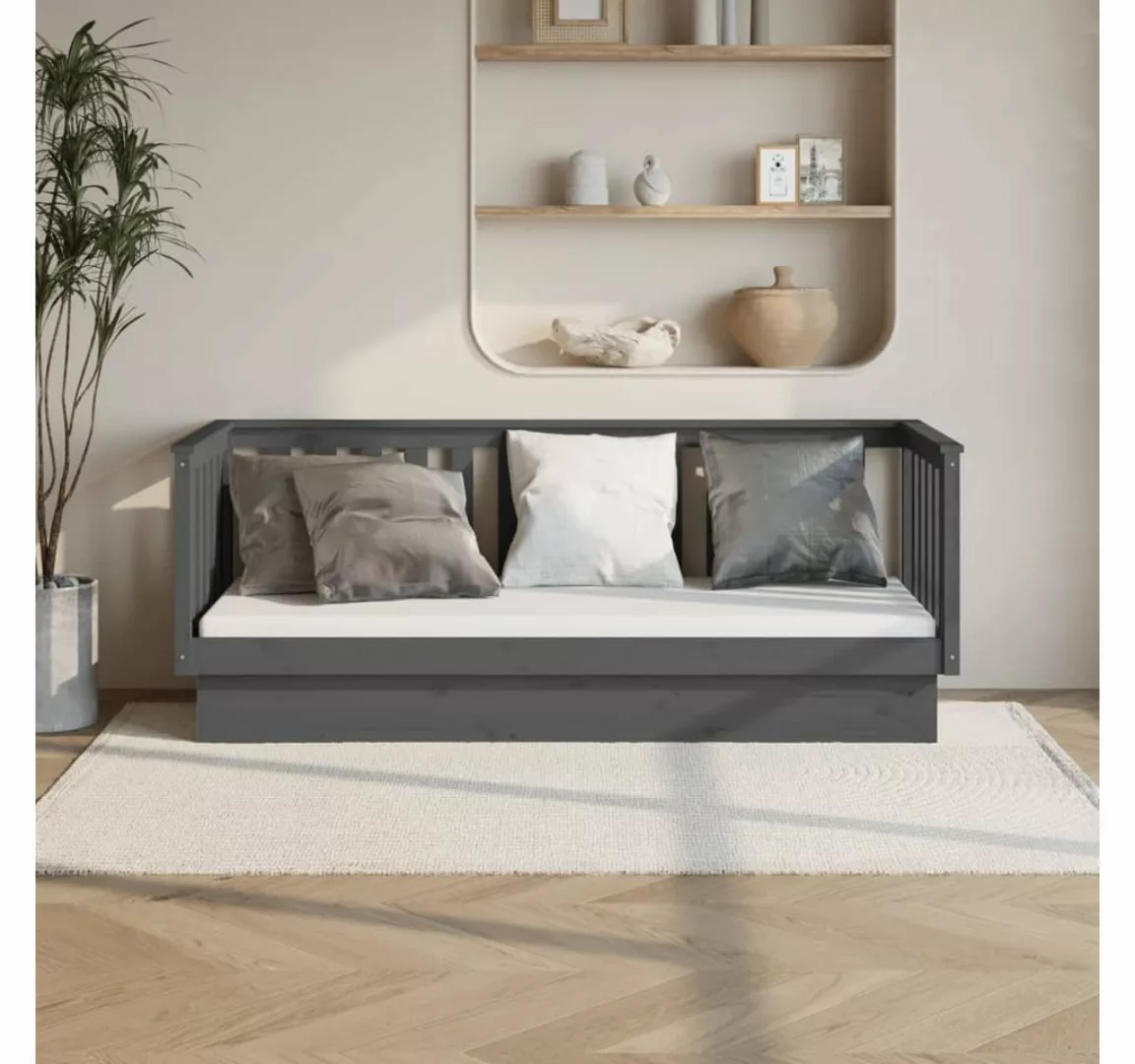 vidaXL Bett Tagesbett Grau 75x190 cm Massivholz Kiefer günstig online kaufen