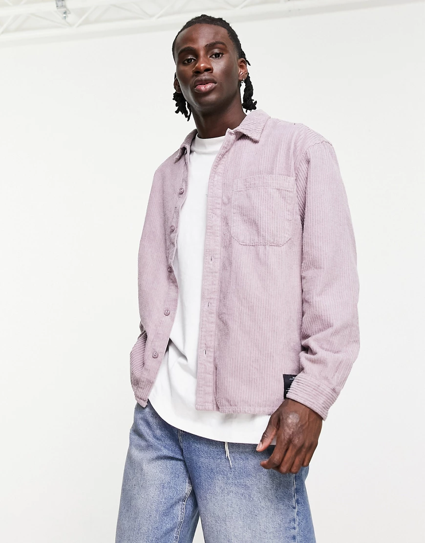 Pull&Bear – Hemdjacke aus rosa Cord günstig online kaufen