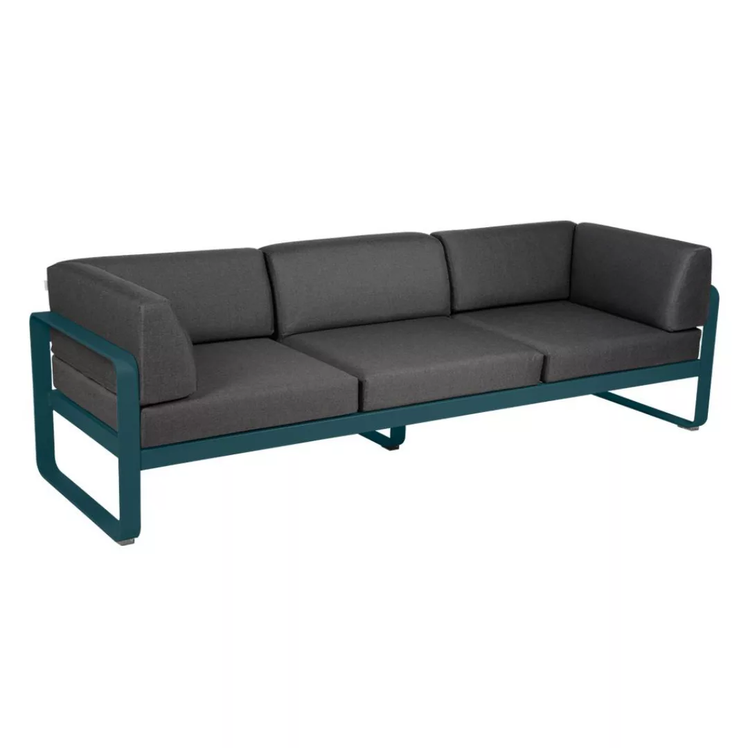 Bellevie 3-Sitzer Club Sofa Outdoor 21 Acapulcoblau A3 Graphitgrau günstig online kaufen