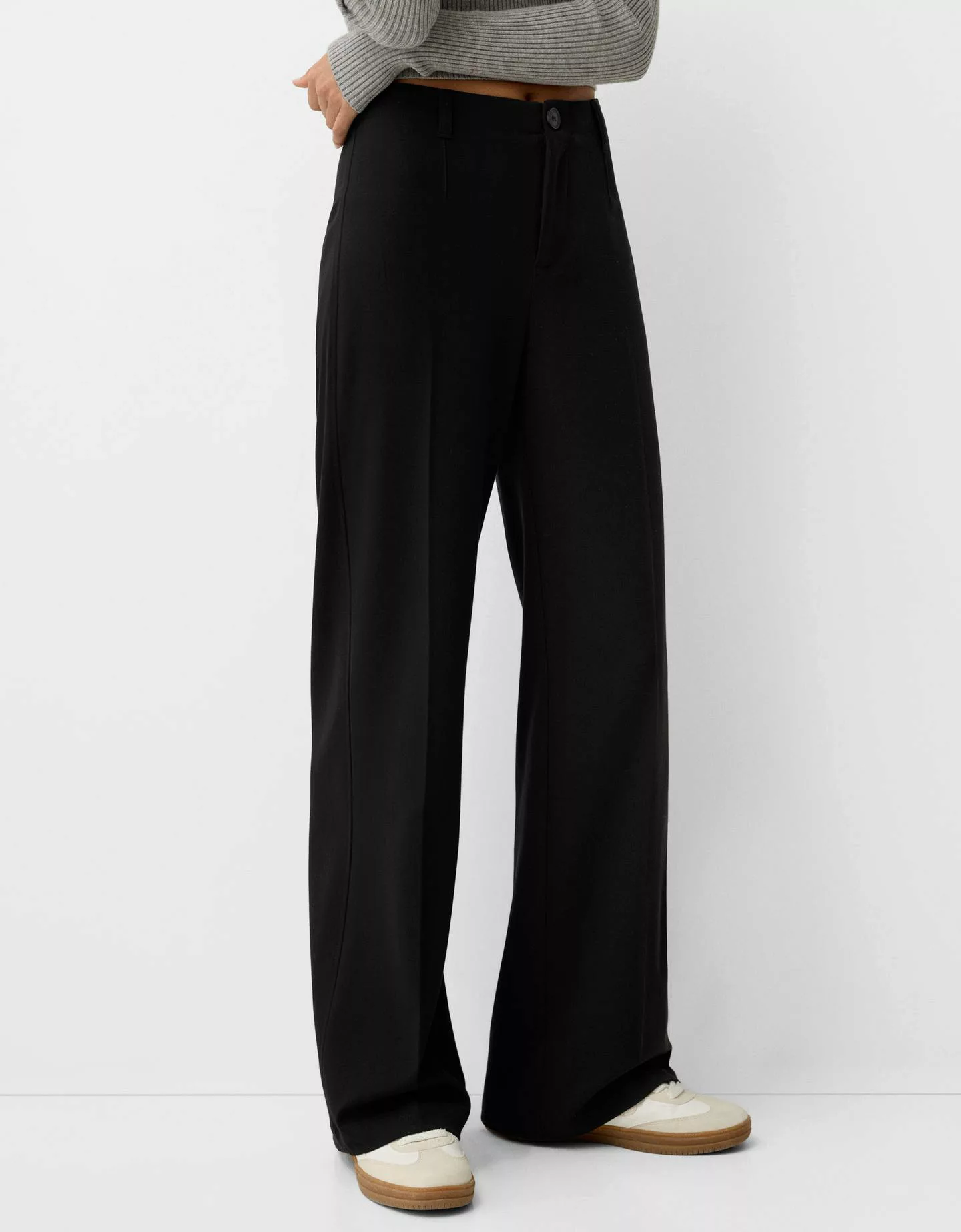 Bershka Wide Leg Tailoring-Hose Damen 32 Schwarz günstig online kaufen