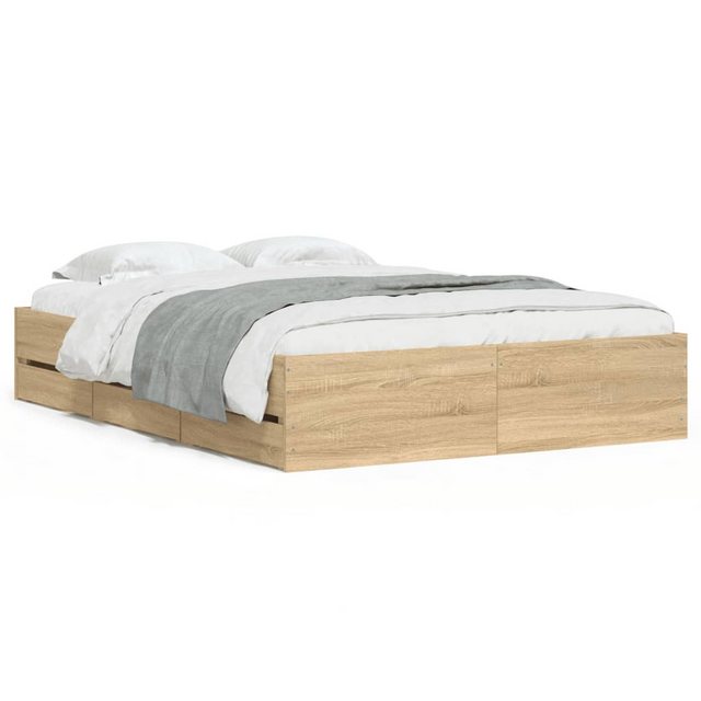 furnicato Bettgestell mit Schubladen Sonoma-Eiche 135x190cm Holzwerkstoff ( günstig online kaufen