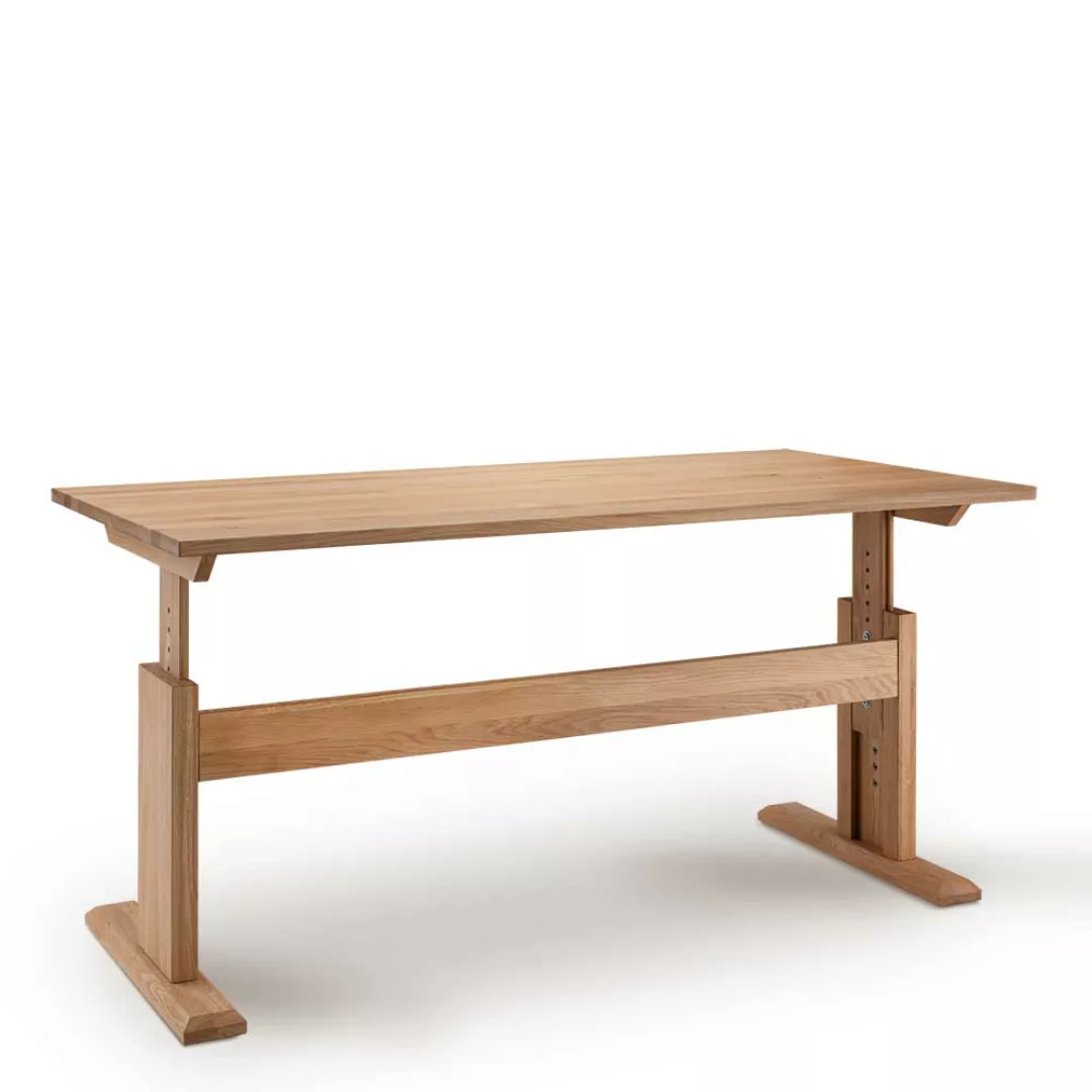 Höhenverstellbarer Schreibtisch Holz in Wildeichefarben 80 cm tief günstig online kaufen