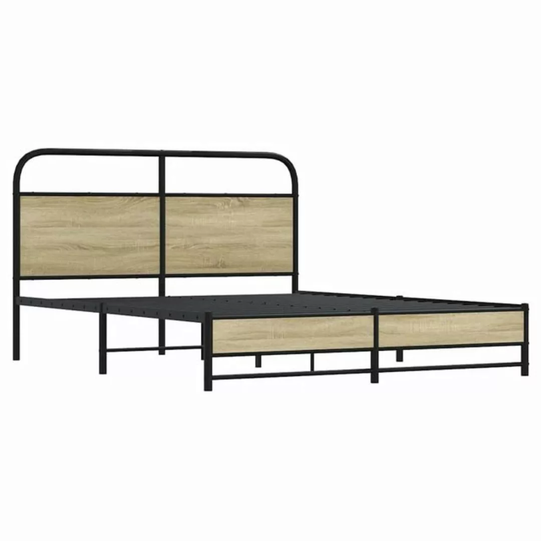 vidaXL Bett, Metallbett ohne Matratze Sonoma-Eiche 160x200 cm günstig online kaufen