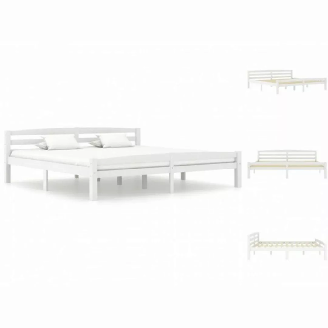 vidaXL Bettgestell Massivholzbett Weiß Kiefer 180x200 cm Doppelbett Bett Be günstig online kaufen