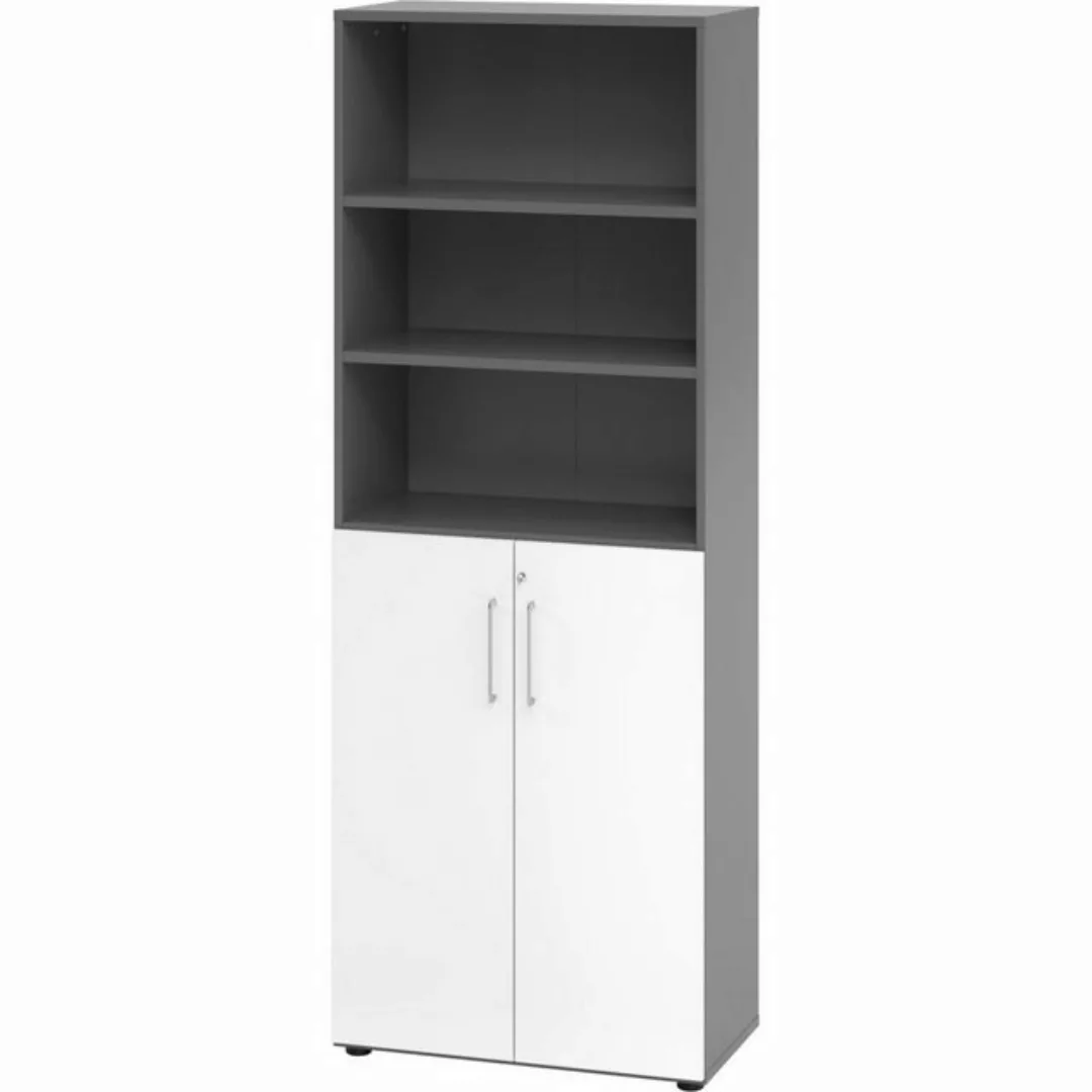 Aktenschrank Schrank 6OH /3OH Türen BxTxH 80x42x215,6cm Griff BS Graphit/We günstig online kaufen