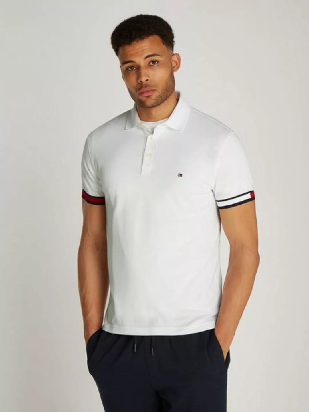 Tommy Hilfiger Poloshirt FLAG CUFF SLIM POLO mit Kontrast-Details günstig online kaufen