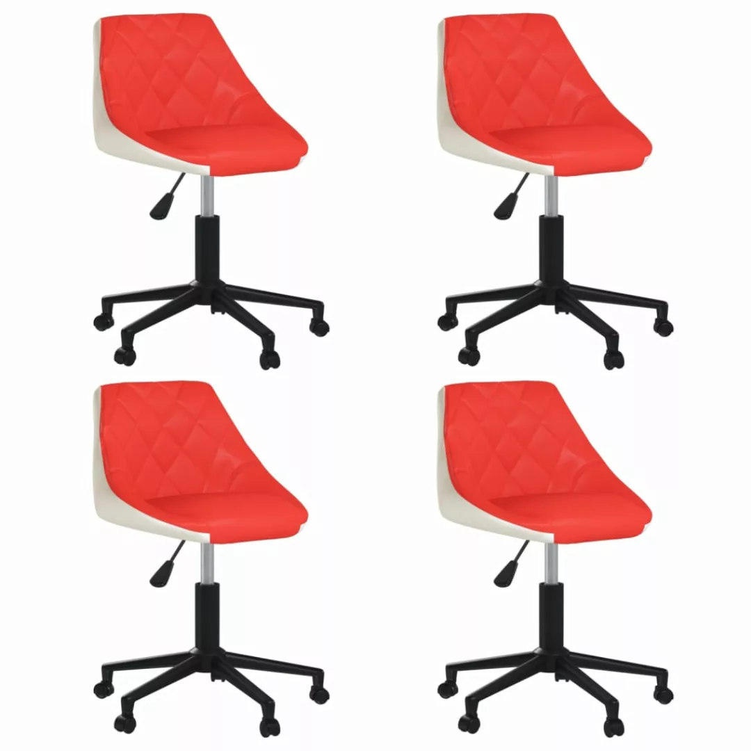 Esszimmerstühle 4 Stk. Drehbar Rot Und Weiß Kunstleder günstig online kaufen