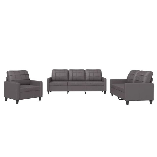 vidaXL Sofa Sofagarnitur mit Kissen Kunstleder, Standard, Grau günstig online kaufen