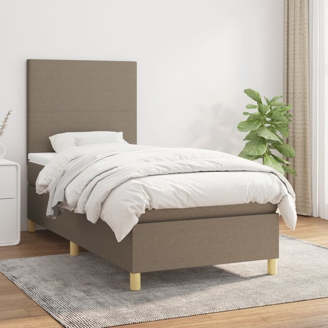 vidaXL Bettgestell Boxspringbett mit Matratze Taupe 90x200 cm Stoff Bett Be günstig online kaufen